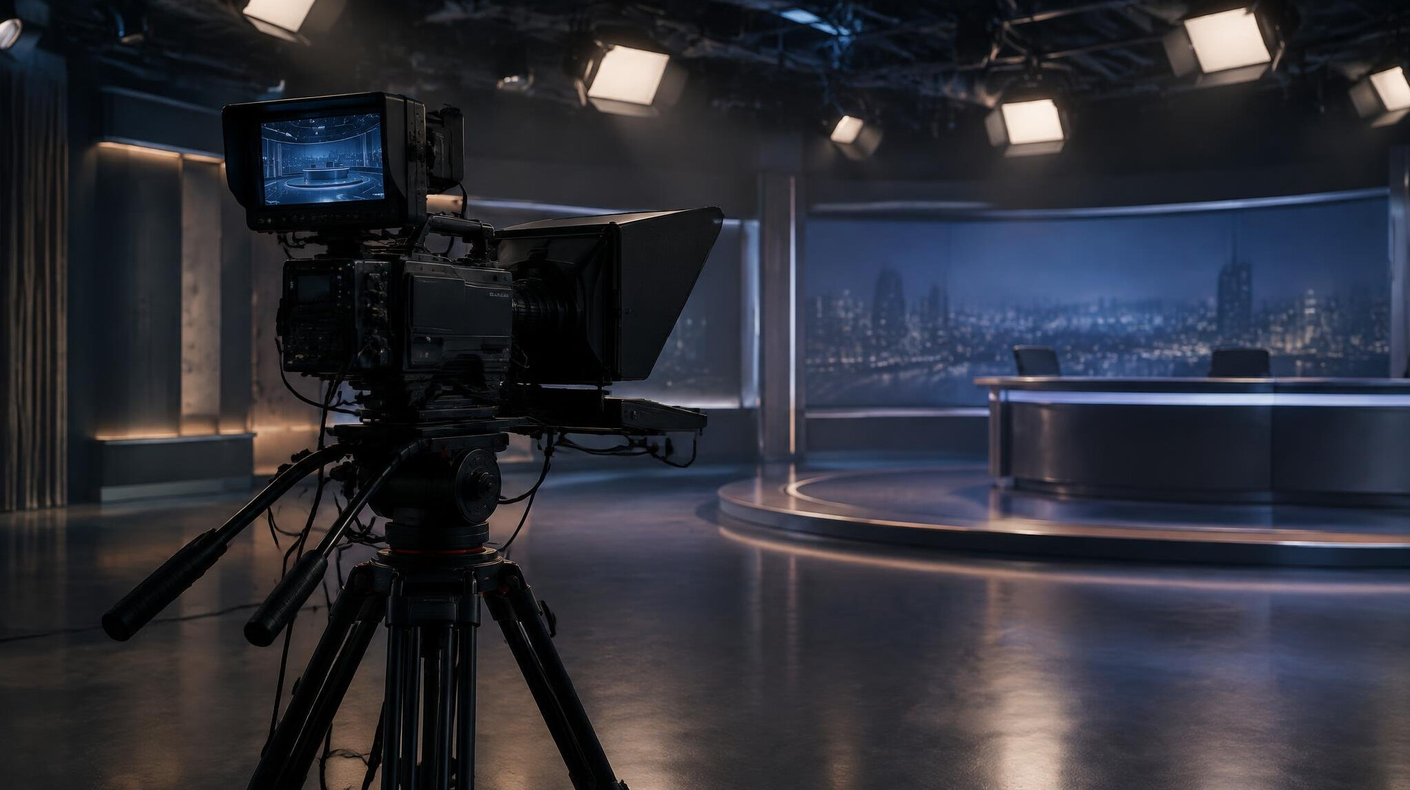 Camera set up in a television studio